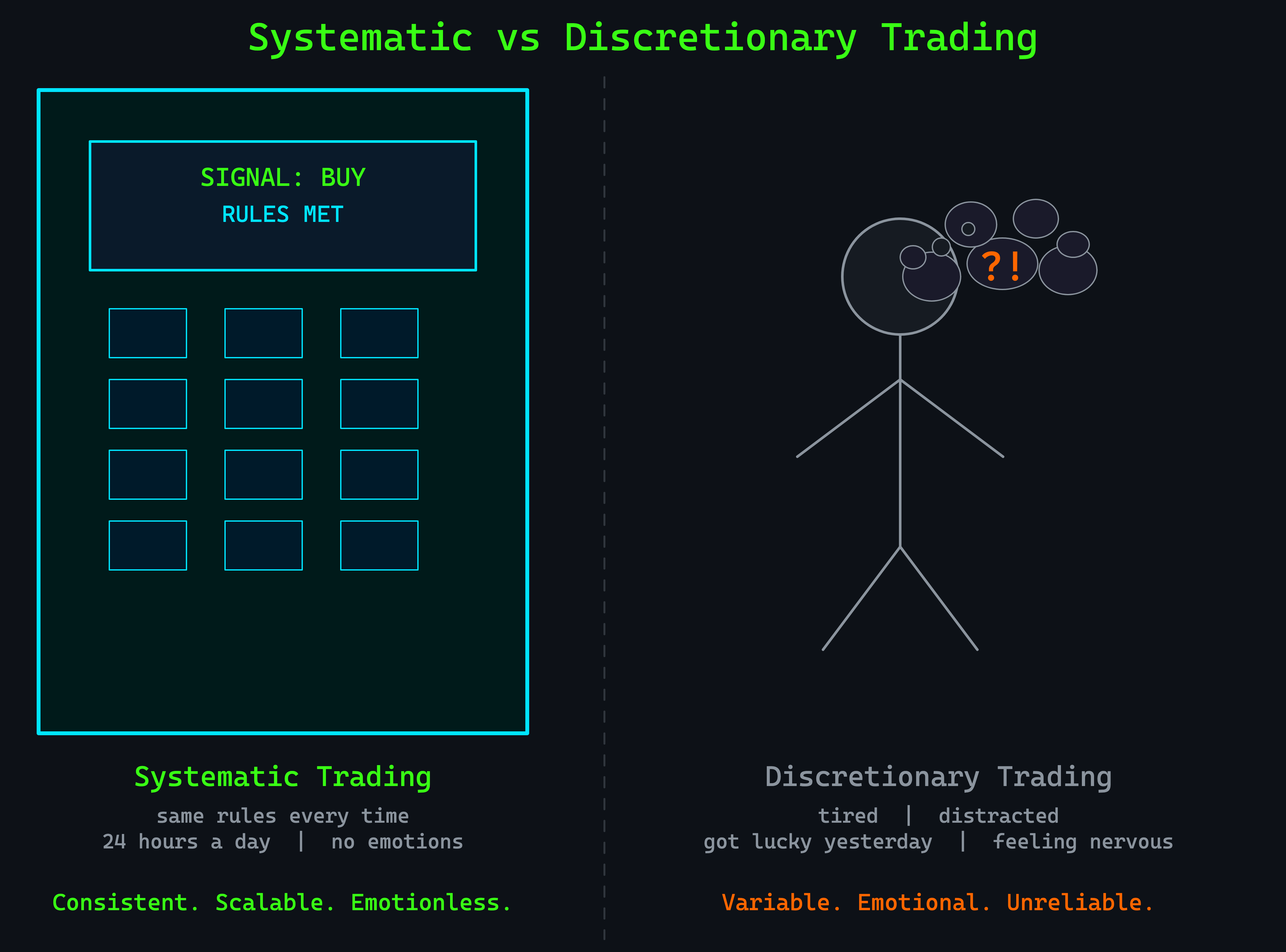 Vending machine vs shopkeeper: systematic vs discretionary trading